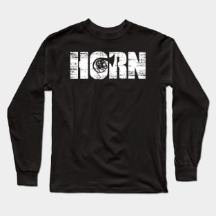 Distressed Look Horn Gift For Hornists Long Sleeve T-Shirt